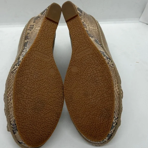 Nurture Women's Shoes Tan Leather Carmen Peep Toe Wedge Snakeskin Size 8.5 M - Picture 7 of 12
